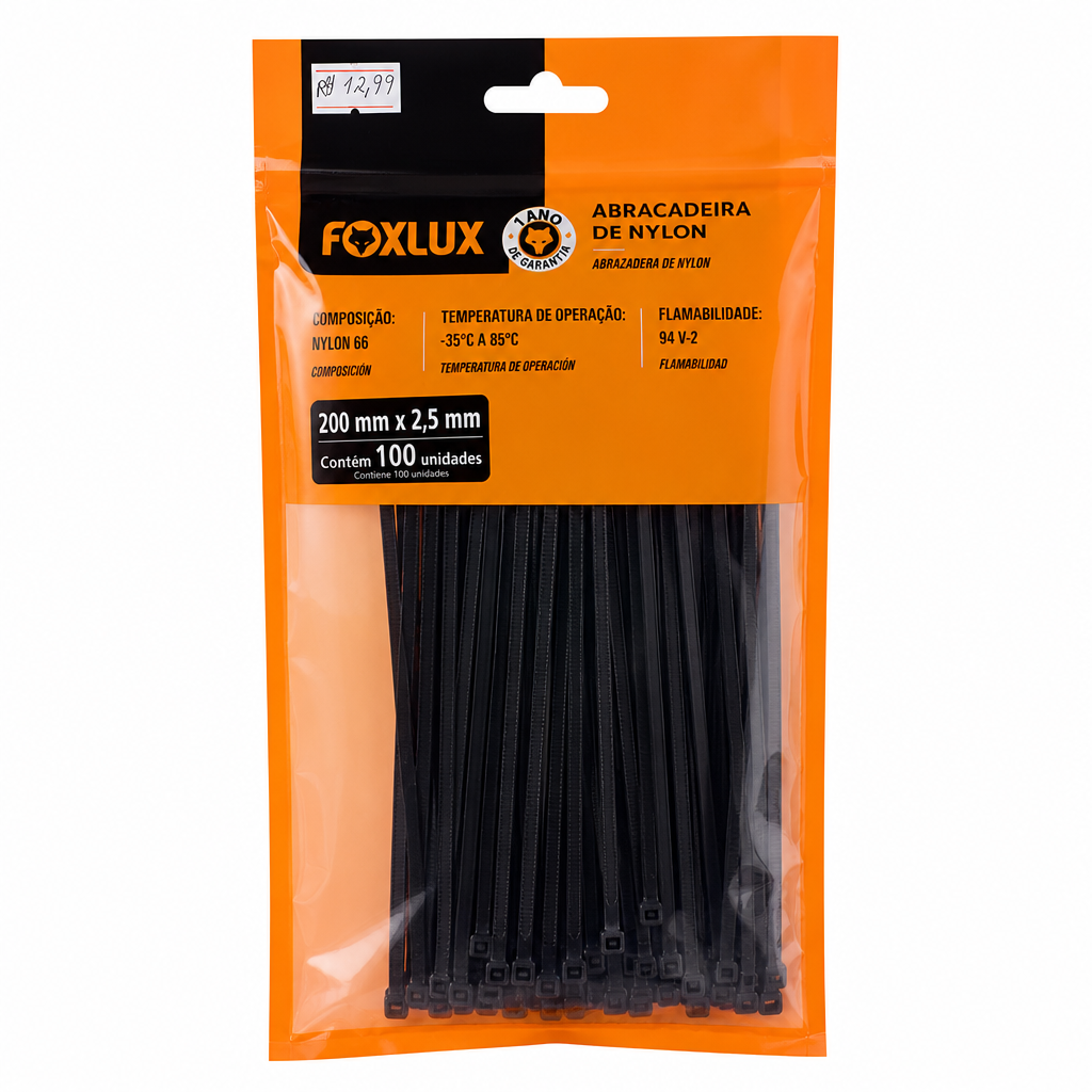 Abraçadeira nylon Foxlux 200mm